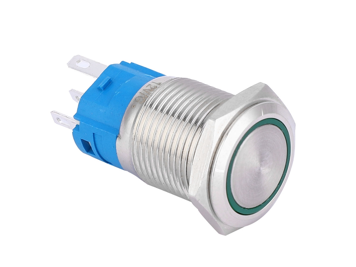 Interruptor Led 16mm Auto reset Verde 220v Carro