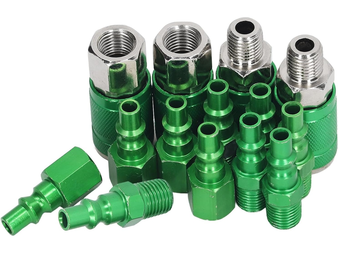 Kit Universal De Acoplador E Plugue De Ar 1/4 Npt Em Liga De Alumínio Para Ferramentas Pneumáticas Gokoco