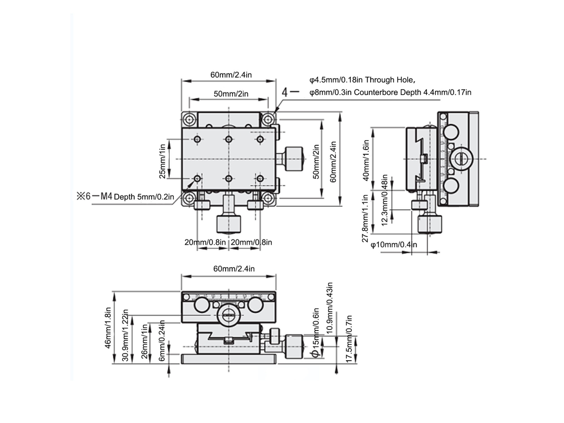Plataforma Linear Xy Manual De Precisão 60x40mm