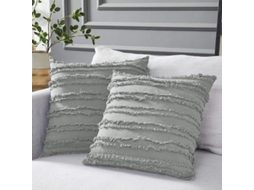 2026 funda de Almofada Cinza Claro de Algodão e Linho para Sofá cama, 16x16 Polegadas, Conjunto de 2