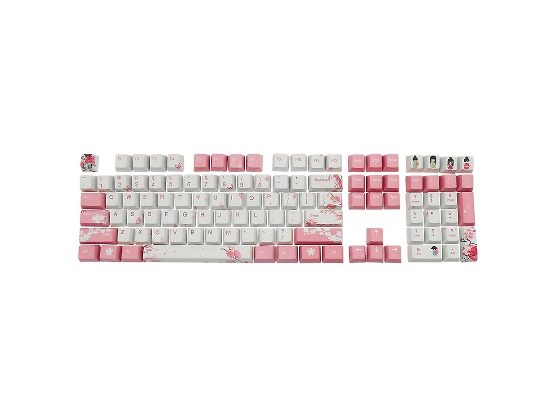 Teclas Oem Pbt Para 108 Teclas Mecânica Teclado Keycap Dye Sub Cherry Blossom