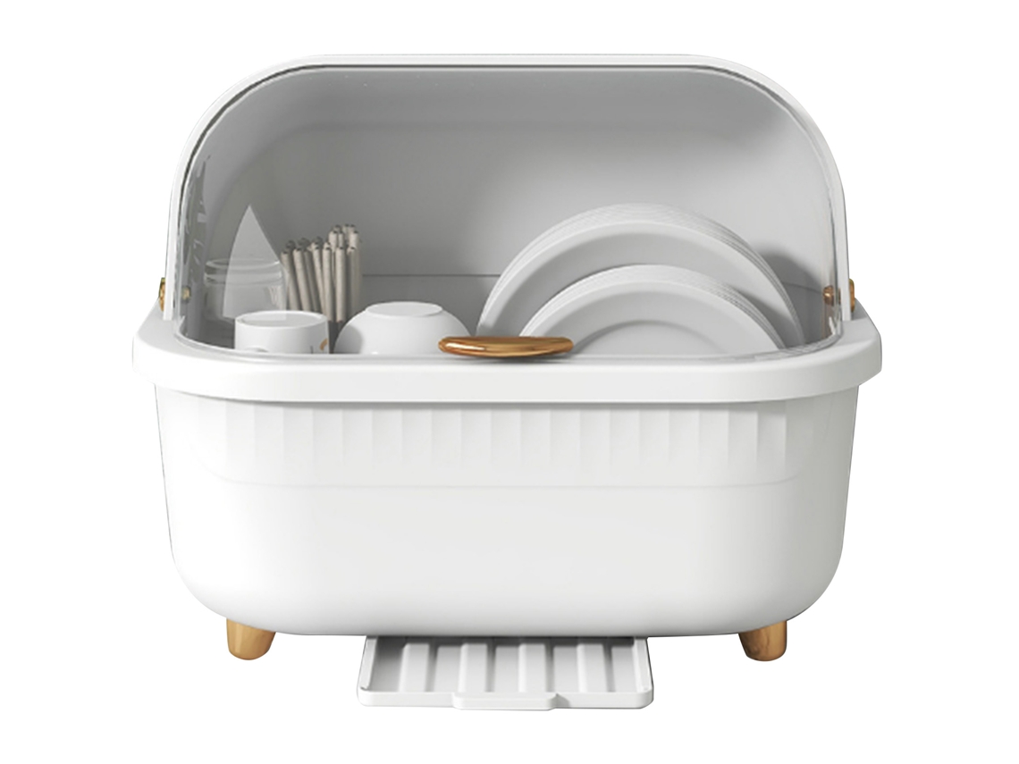 Caja Secadora De Pratos Multifuncional Ahorradora De Espaço Com Tampa Para Acessórios De Cozinha Branco M