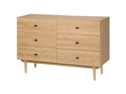 Cômoda 120x40x80cm Com 6 Gavetas E Pernas Madeira Maciça, Cor Madeira