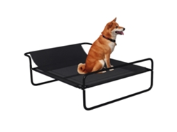 Cama para Elevada Animais de Estimação com Encosto de Cabeça em Tecido Microperfurado 106 X 81 X 33 Cm Preto