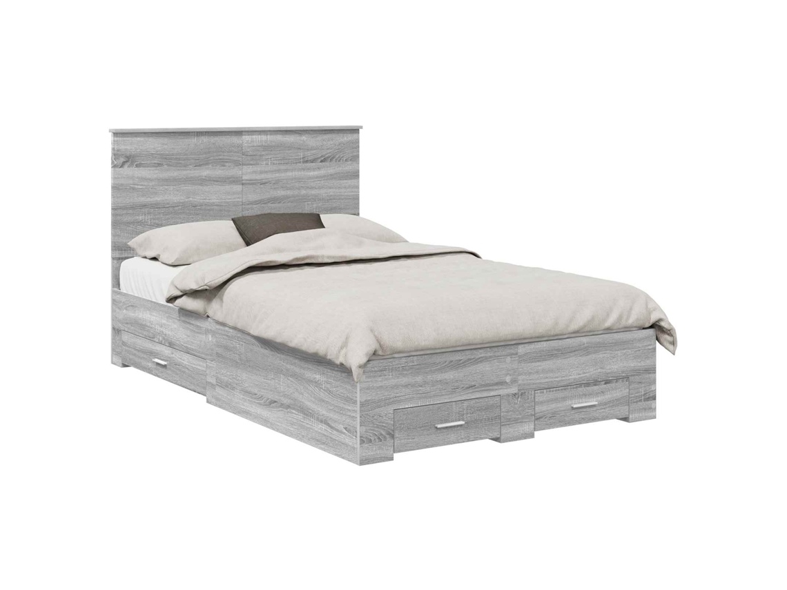 Estrutura da Cama Cinza Sonoma 135x190 cm Madeira Processada MAISON EXCLUSIVE
