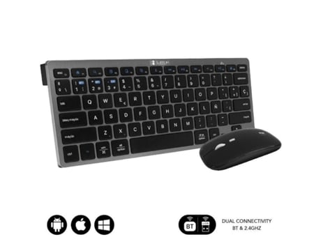 Teclado y Rat?n Inal?mbrico por Bluetooth Subblim Oco020 Combo Multidispositivo Compacto/ Gris