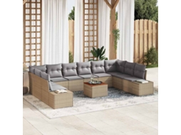 Vidaxl Conjunto De Sofá De Jardim 11 Unid. Bege E Cinzento Claro