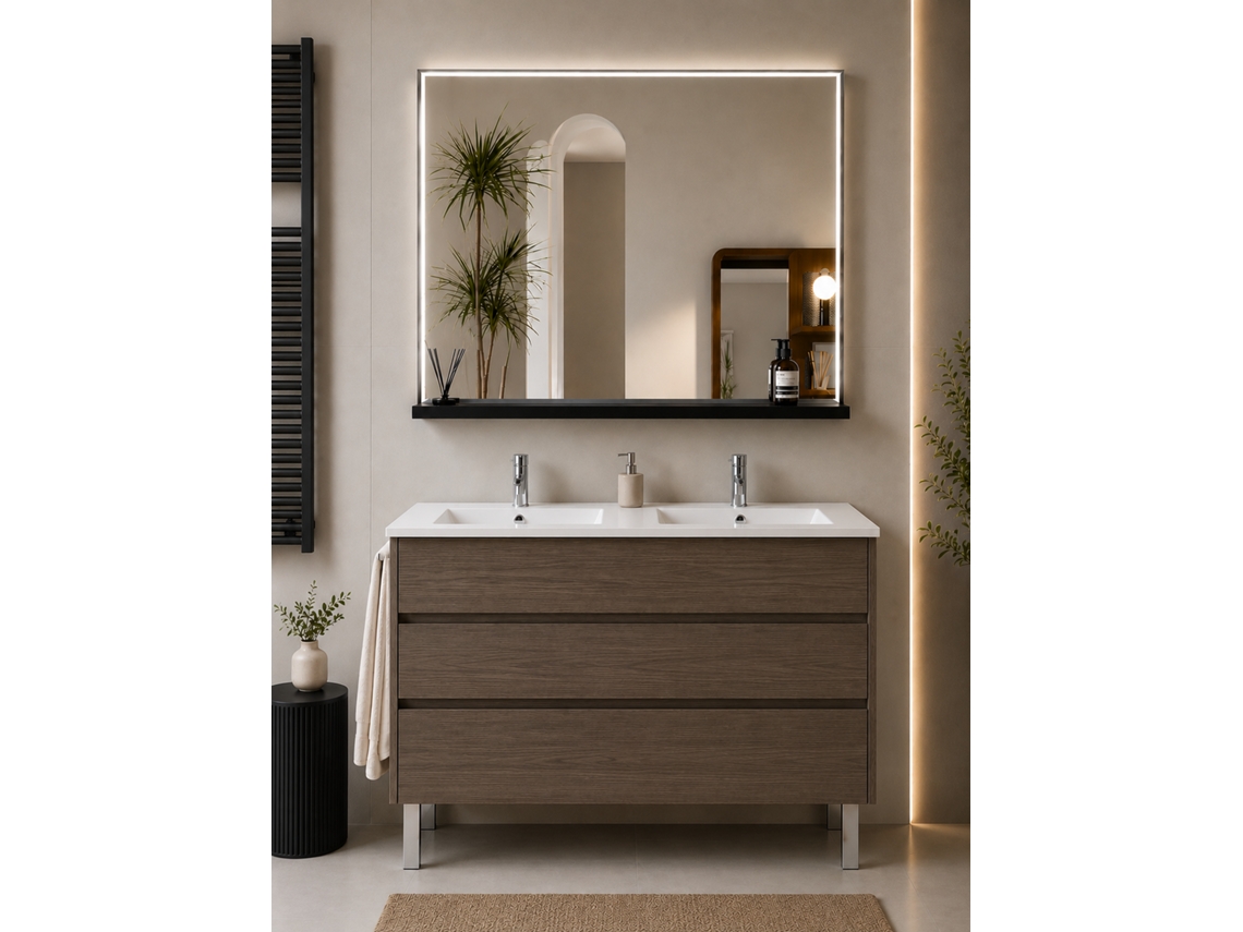 Móvel De Casa De Banho Com Lavatório Origenbath Imperia Sem Espelho 120x45 Cm 2 Cubas Freixo Tea