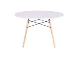 Mesa de Jantar Redonda em Mdf Cor Bétula Branca ALEXANDRA HOUSE LIVING (120x120x74cm)