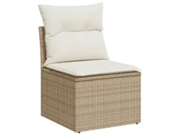 Conjunto 7 Conjunto De Sofá De Jardim Vidaxl Bege Vime Pe (55 X 55 X 37 Cm)