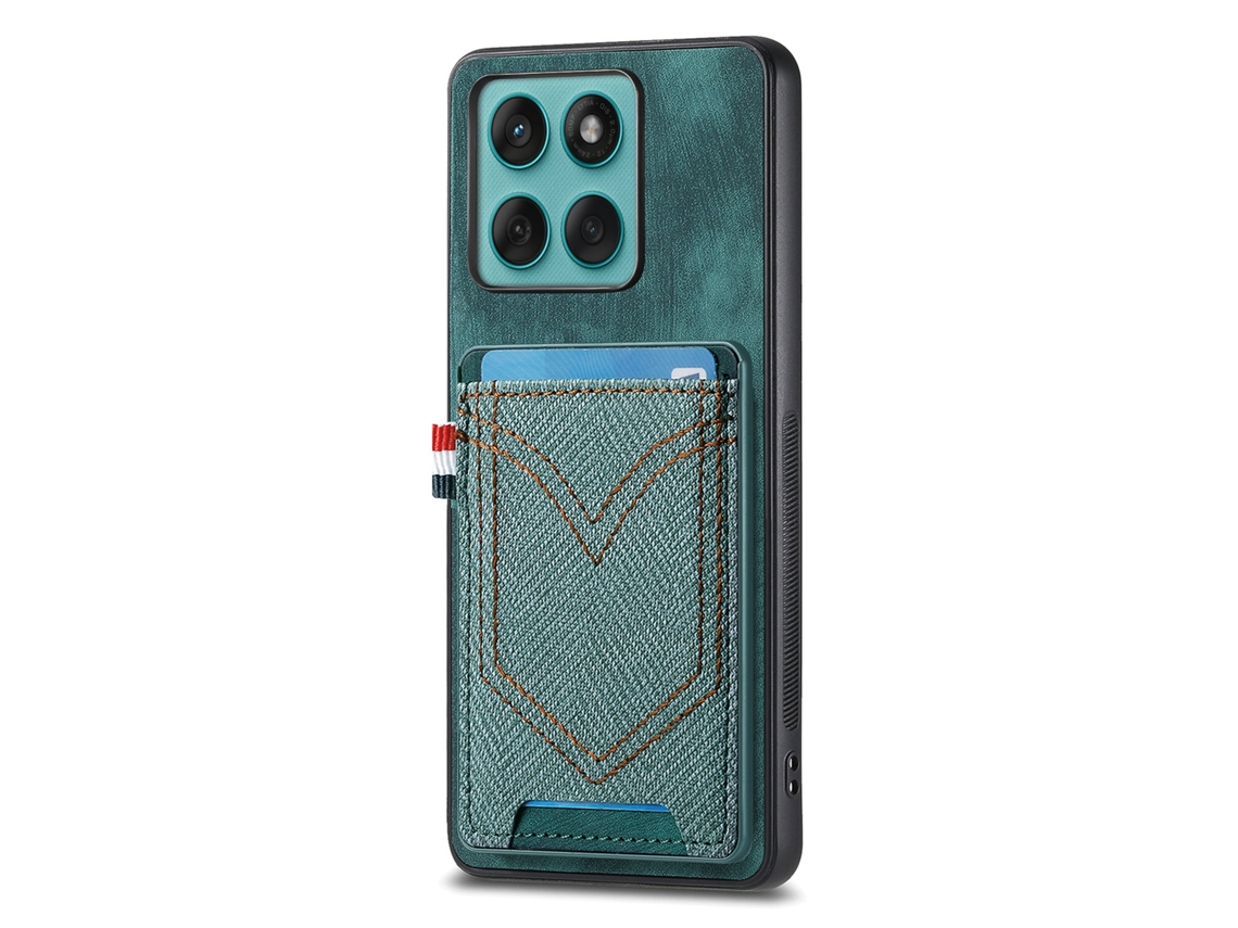 Capa Para Moto Edge 60fusion ,ultrafina Em Couro Pu Com Porta-cartão Verde Panoona