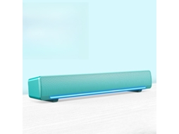 Soundbar HEXINYIGJLY com Graves USB 3.5mm Altifalante Estéreo com Luz LED, para Computador e Portátil Verde