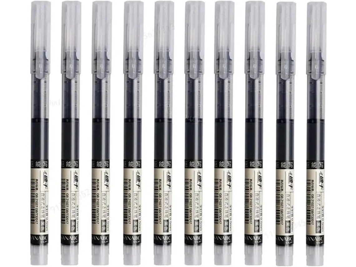 Conjunto De 10 Canetas Gel Tipo Agulha, Retas, Esferográficas