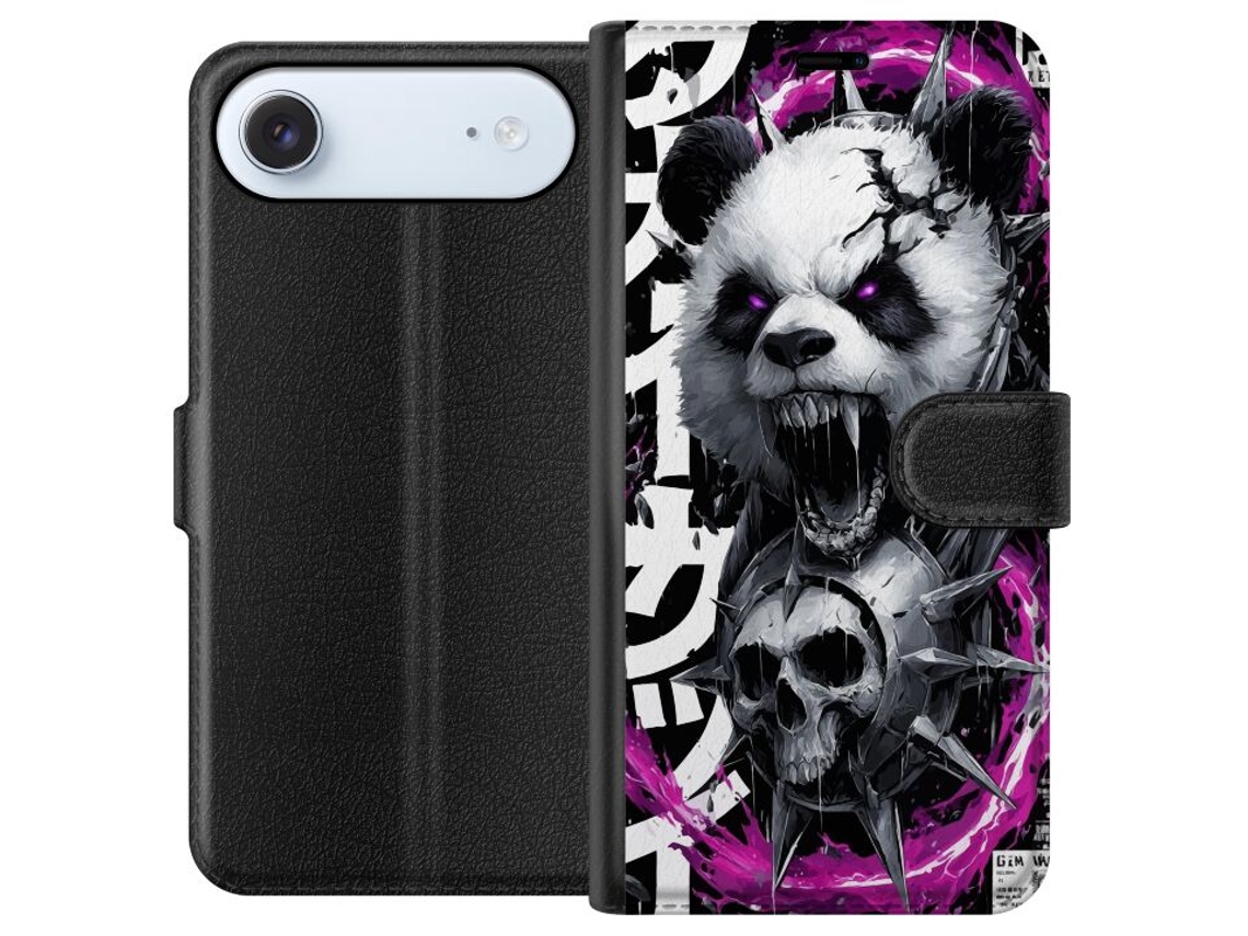 Capa Carteira Compatível Com Apple Iphone Air. Panda Escuro Com Olhos Roxos, Espinhos E Estilo Agressivo Em Um Design Impactante.