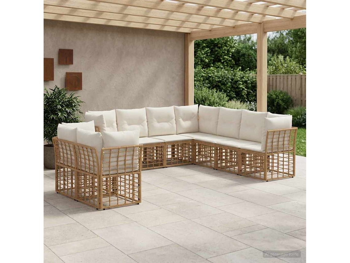 Vidaxl Conjunto De Sofás Para Exterior Natural Poliéster