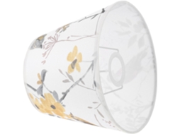 Abajur de Mesa com Estampa Floral e de Pássaros em Tecido de Linho Natural, Diâmetro 22 Cm, Acessório. SFUSHOS
