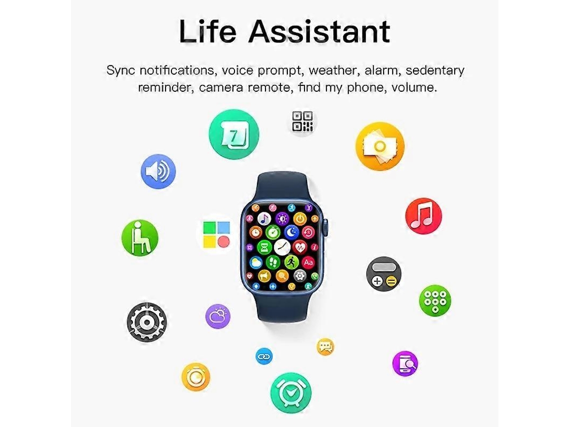 Smartwatch CT7 com tela colorida de 1,7 polegadas, monitora frequência cardíaca e pressão arterial. Ly Ebike