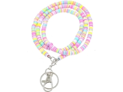 Colar Porta Crachá De Argila Polimérica, Com Contas Feitas À Mão, Design Boêmio, Prático O Trabalho E Uso Diário