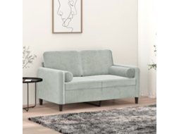Vidaxl Sofá 2 Lugares + Almofadas Decorativas 120cm Veludo Cinza-claro