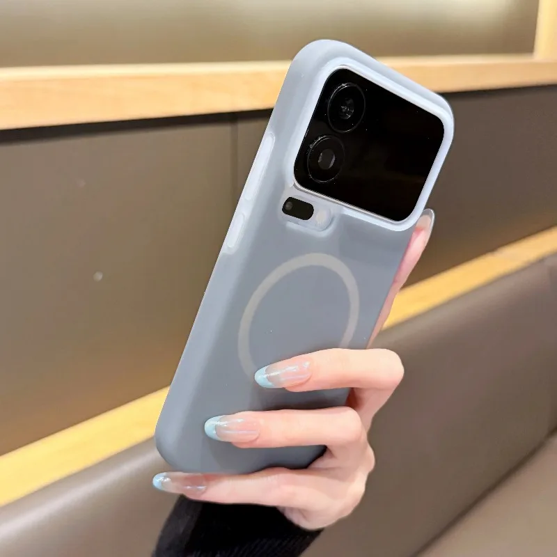 Capa Protetora Magnética De Silicone Líquido (cinza) Para Xiaomi K80 Pro, Capa Macia Fosca