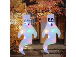 Decoraciones Penduradas De Fantasmas De Halloween Com Luzes Led, 2 Peças, Branco, Interior E Exterior