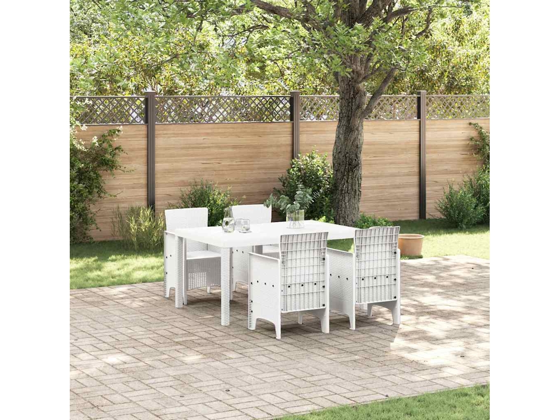 Vidaxl Conjunto de Jantar para Jardim 5 Pcs Branco Rattan Polt
