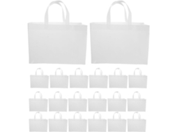 Nuobesty Pacote Com 30 Sacolas De Compras Reutilizáveis Brancas Em Tnt (tecido Não Tecido) Com Alças, Tamanho 35x25x10
