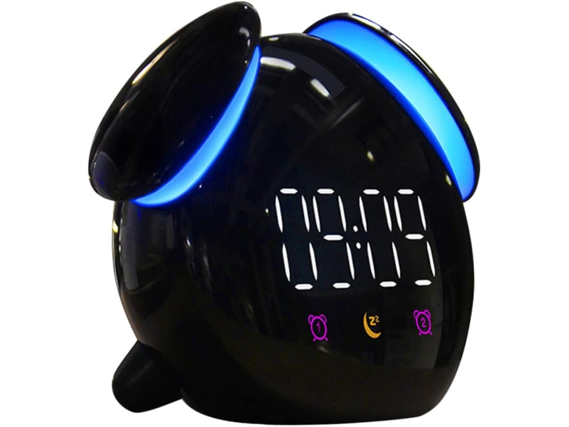 Despertador Orfofe Em Formato De Cogumelo Preto Com Função Luz Noturna, Plástico