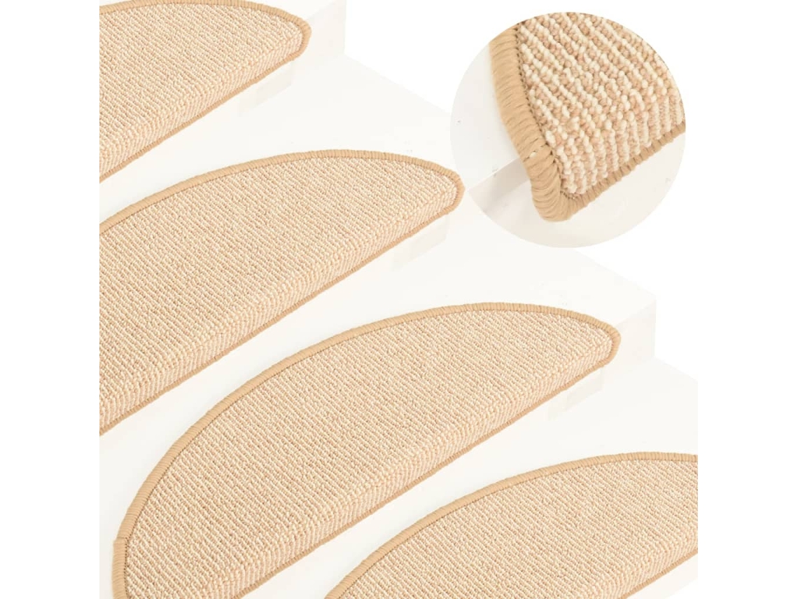 Vidaxl Tapetes De Escada 15 Peças 56x17x3 Cm Creme Semicircular