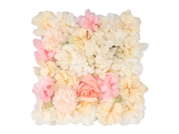 Painel de Parede com Flores Artificiais de Seda Rosa para Decoração de Casamento Fundo Palco Amarelo e Rosa 15x15in com S/MARCA