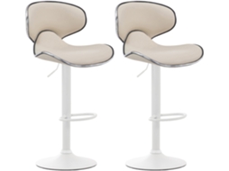 Conjunto de 2 bancos de bar Las Vegas em imitação de pele creme/branco CLP