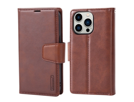 Capa Para Iphone 15 Pro Hanman Pele Sintética Magnética Castanho
