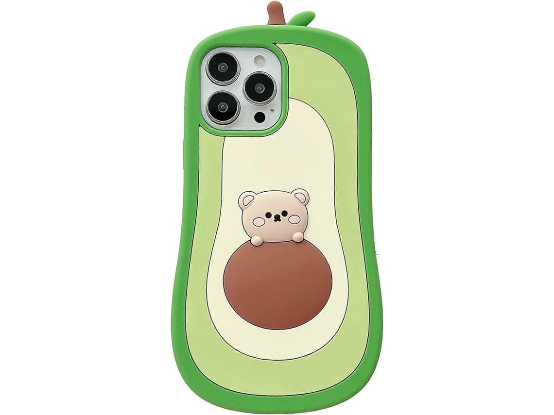 Capa De Celular Para Iphone 14 Pro Max, Silicone 3d Com Estampa De Abacate E Urso
