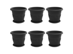 Conjunto 6 Plástico Vidaxl Preto Plástico (ø 26 X 21.5 Cm)