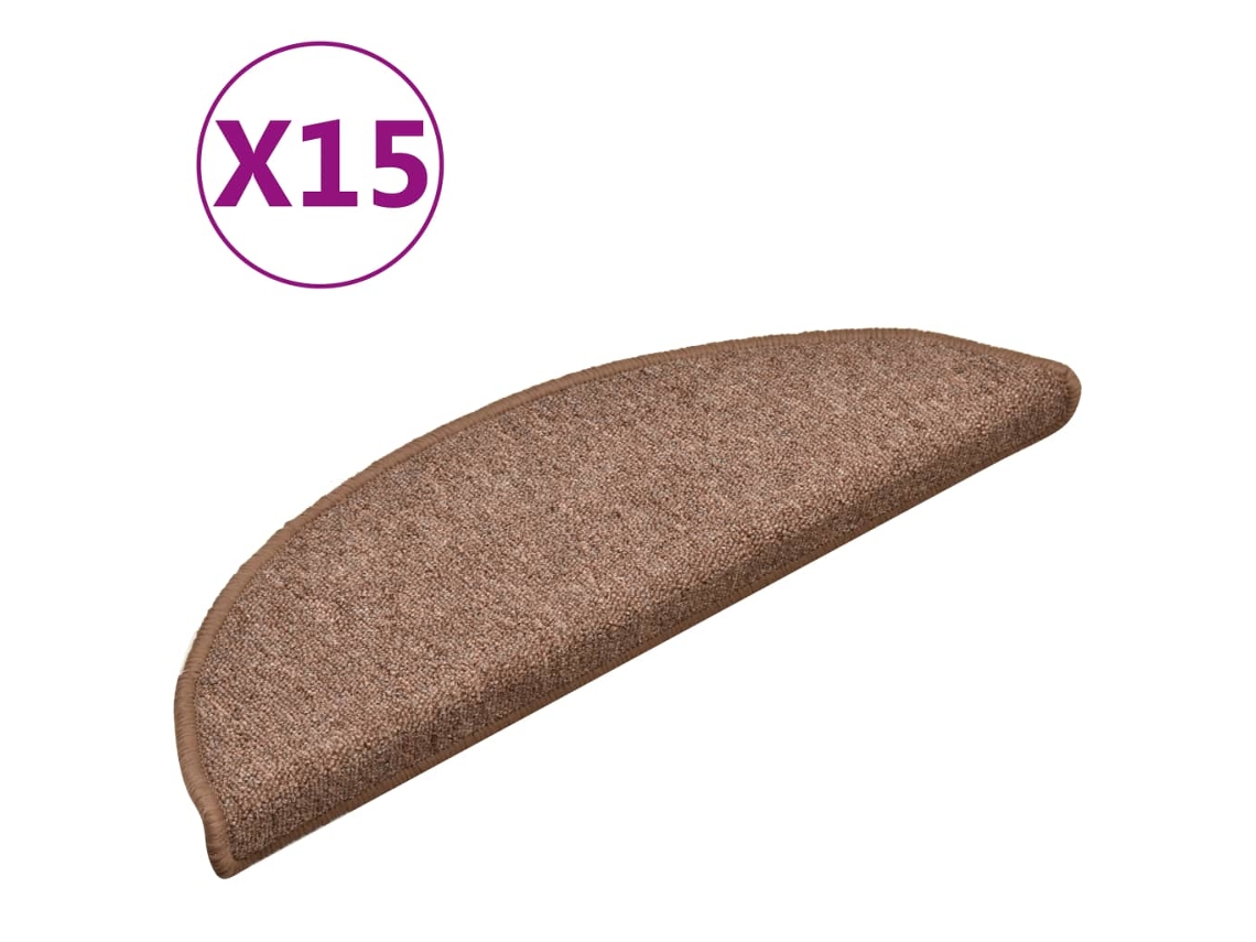Tapete/carpete para Degraus 15 Pcs 56x17x3 Cm Castanho MAISON EXCLUSIVE