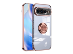 Capa Protetora Com Eletrodeposição Para Google Pixel 11 Pro Xl Com Anel (ouro Rosa)