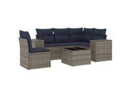 Conjunto de Sofá de Jardim, 6 Peças, Almofadas, Rattan Cinza MAISON EXCLUSIVE