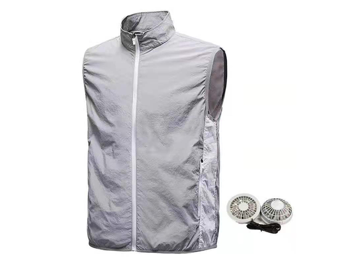 Colete de ar condicionado com 3 velocidades de vento respirável alta potência para homens verão cinza 2XL S/MARCA