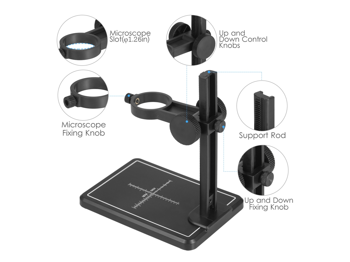 Suporte Ajustável Para Microscópio Digital Com Base Grande E Escalas