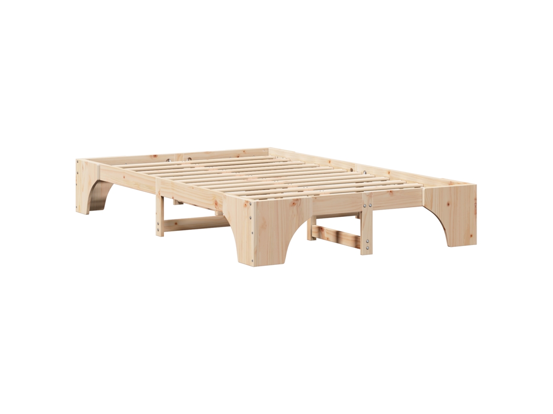 Conjunto 1 Estrutura Da Cama Vidaxl Castanho Madeira De Pinho Maciça (120 X 190 Cm)