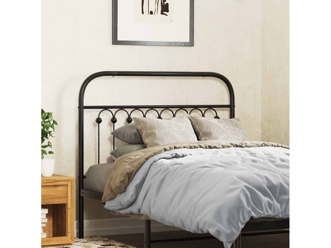 Vidaxl Cabeceira De Substituição 100 Cm Metal Preto
