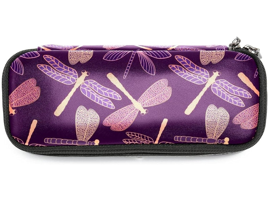 Organizador vintage de grande capacidade com estampa de libélula, para escola, mesa, adultos e meninas.