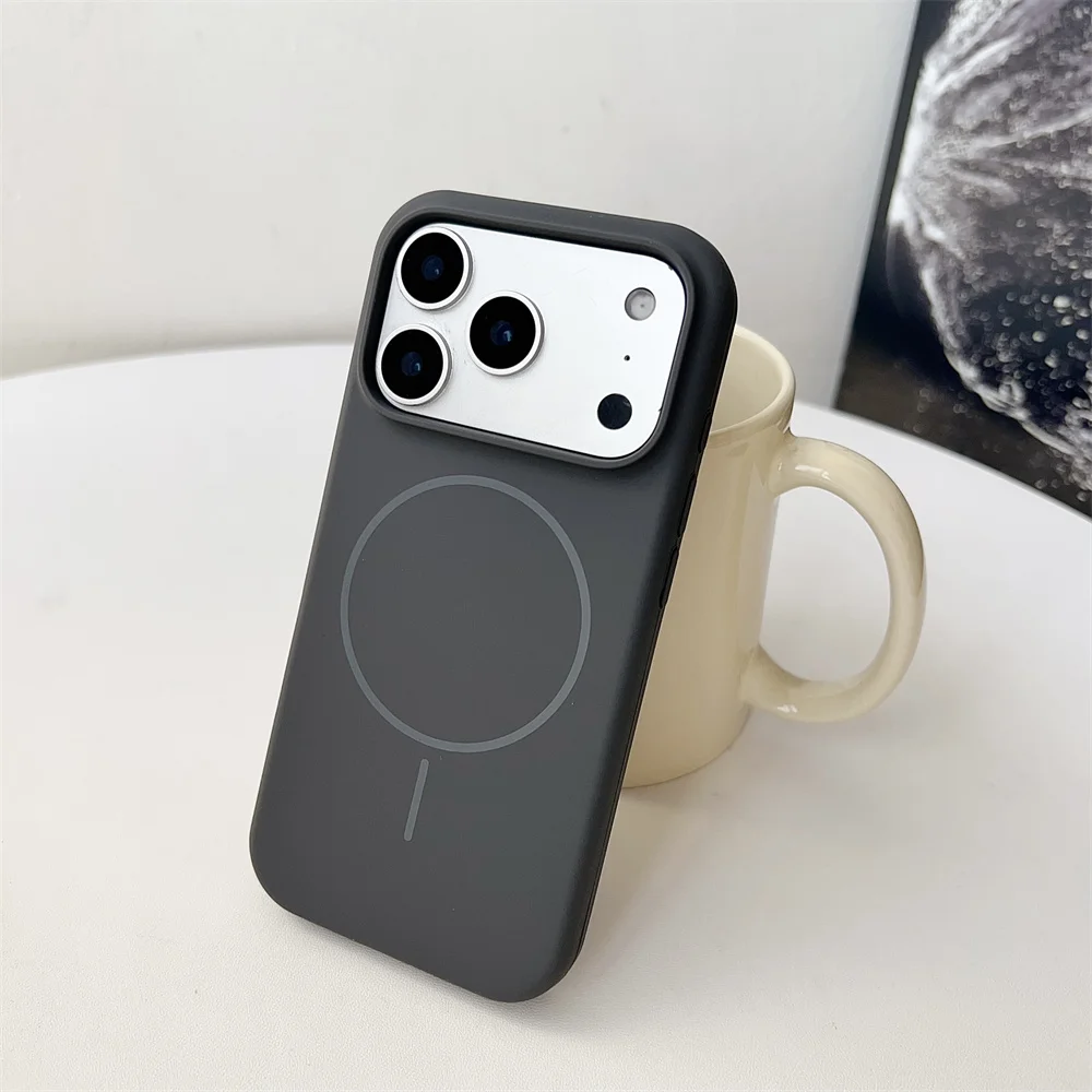 Capa Protetora Magnética De Silicone Líquido (iphone 14 Plus, Cinza), Compatível Com Carregamento Sem Fio Magsafe.