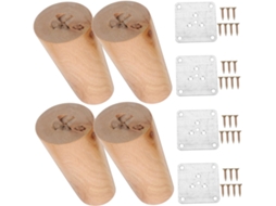 Conjunto De 4 Pés Madeira Maciça Para Substituição Móveis, Ideais Para Cômodas, Camas E Sofás
