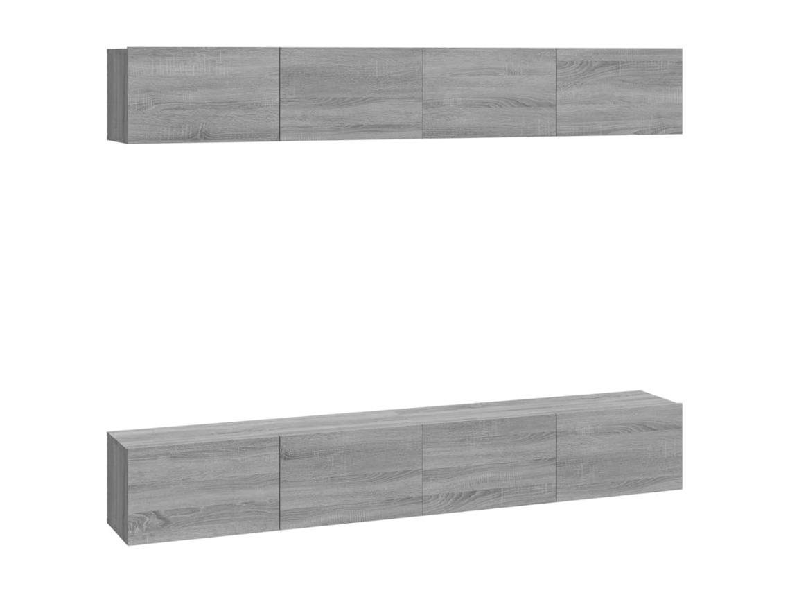 Conjunto de 4 Armários de Parede para TV Cinzento Sonoma 100x30x30 cm MAISON EXCLUSIVE