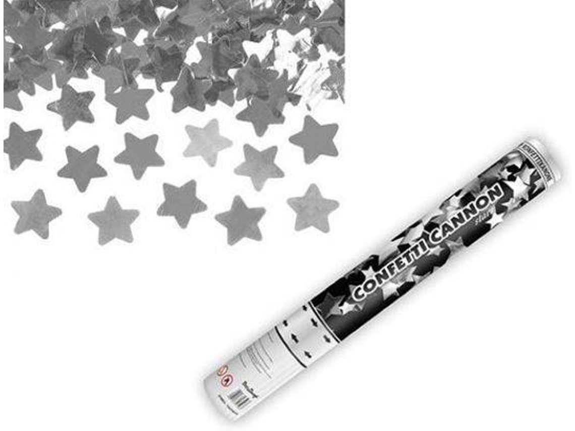 Canhão de Confettis PARTYDECO 40cm Estrelas Prateadas