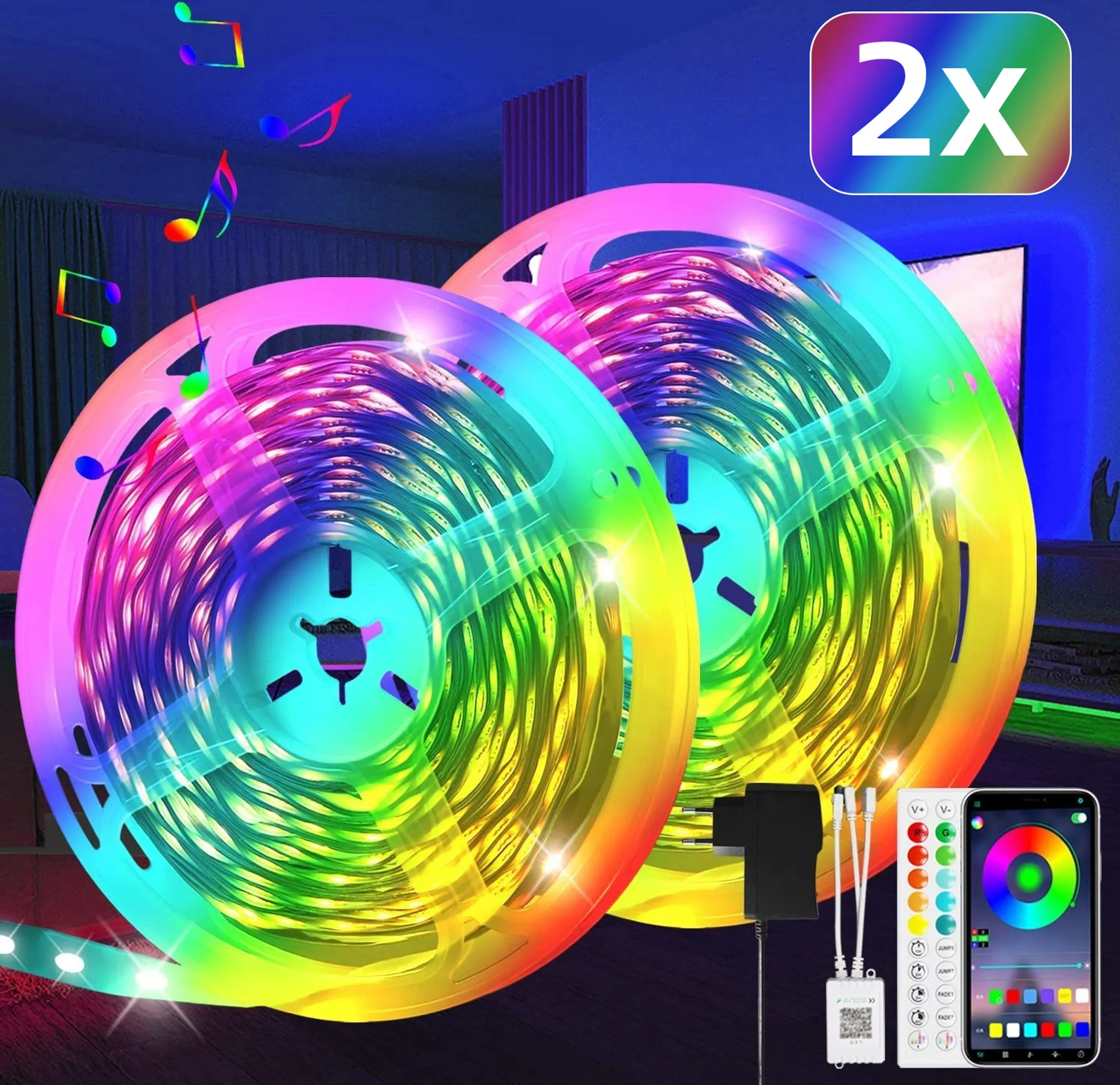 Conjunto de Faixas de Luz Led Wi fi Bluetooth Rgb 40 M, 3535rgb Modelo Privado Bluetooth de 44 Botões STELASPLEN