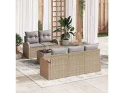 Vidaxl Conjunto De Sofá De Jardim 6 Unid. Bege Vime Pe