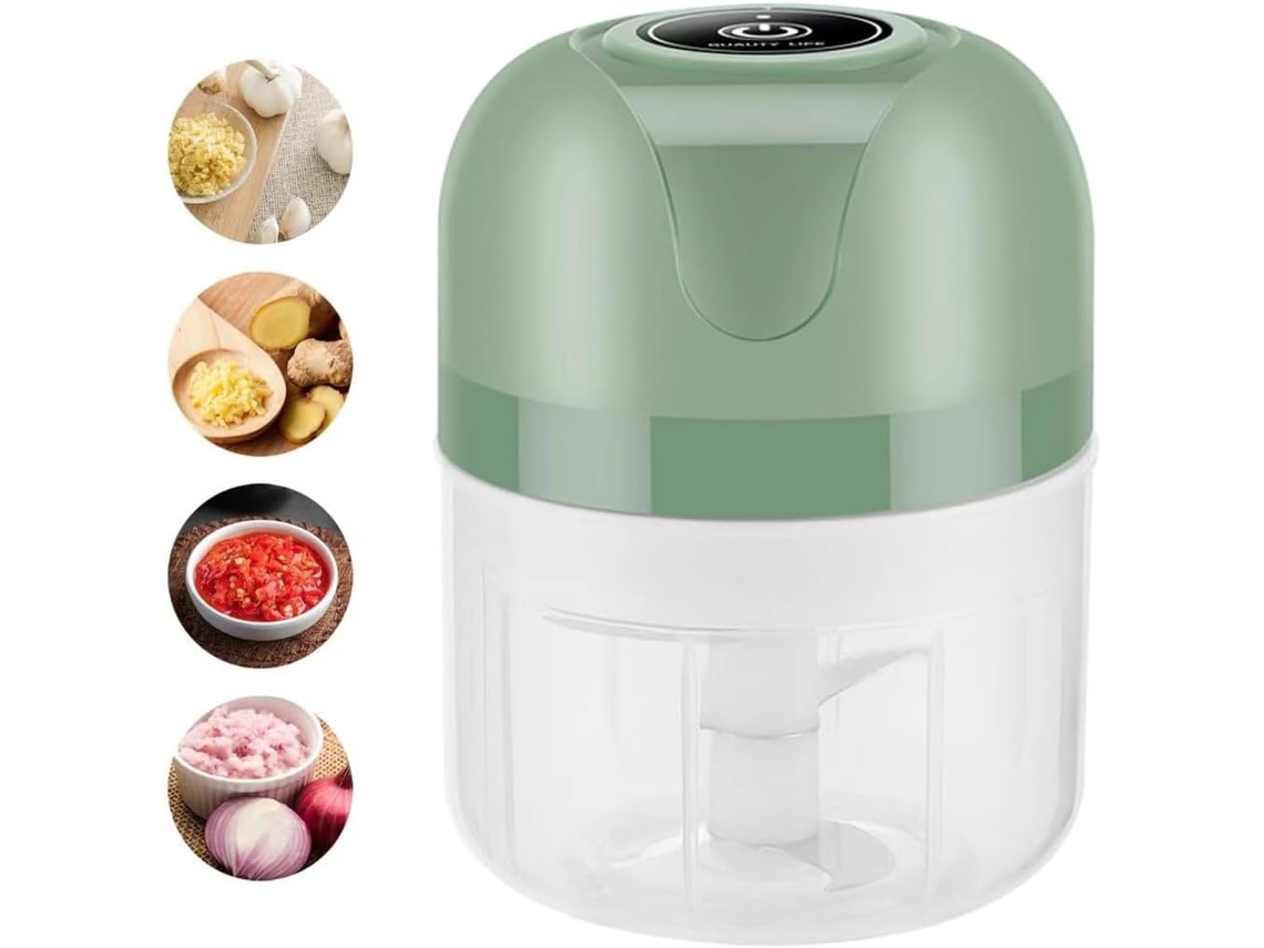 Picador De Alho Elétrico - Mini Picador De Alimentos Sem Fio E Recarregável Com 2 Tipos De Lâminas (verde)