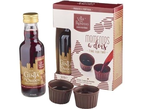 Licor de Ginja d´Óbidos VILA DAS RAINHAS 5cl 20% volume sem Fruto + 2 Copos de Chocolate